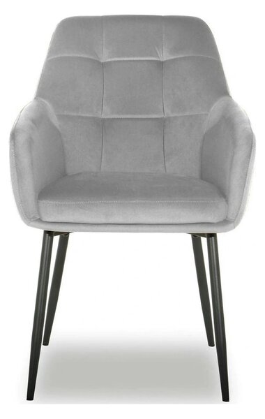Scaun UGO NEW, gri deschis/negru, stofa catifelata/metal, 58x62x85 cm
