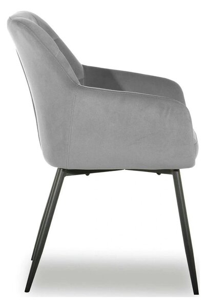 Scaun UGO NEW, gri deschis/negru, stofa catifelata/metal, 58x62x85 cm