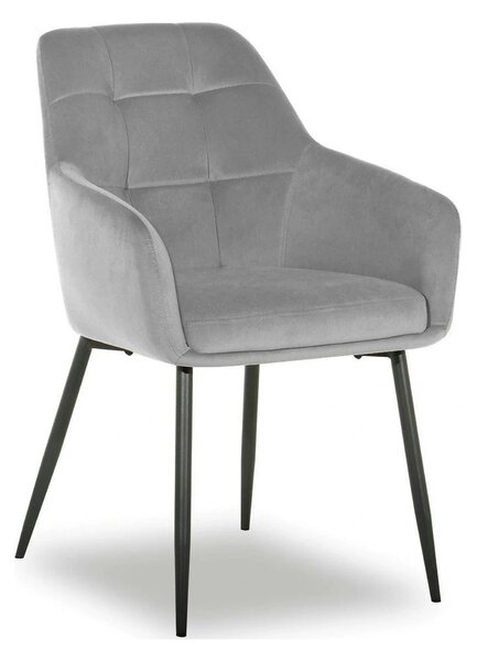 Scaun UGO NEW, gri deschis/negru, stofa catifelata/metal, 58x62x85 cm
