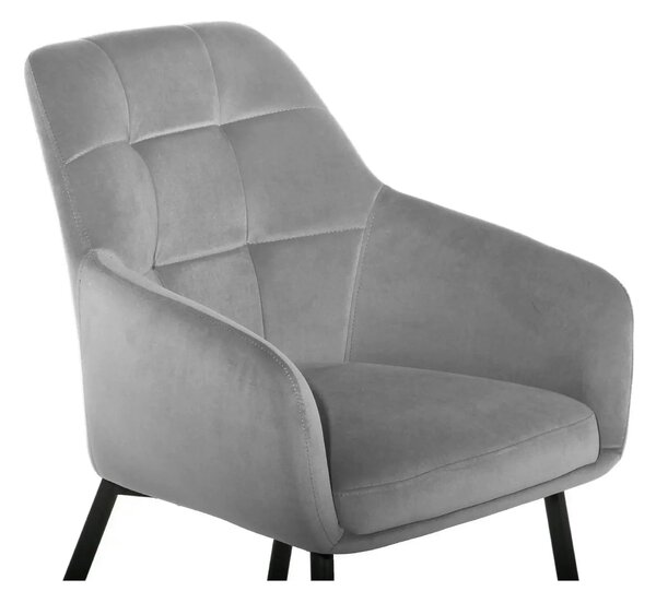 Scaun UGO NEW, gri deschis/negru, stofa catifelata/metal, 58x62x85 cm