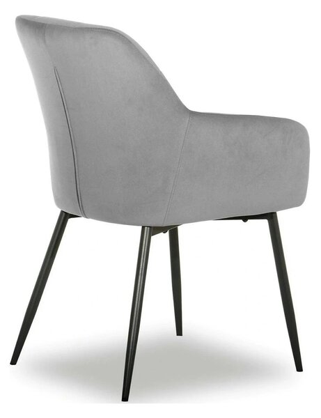 Scaun UGO NEW, gri deschis/negru, stofa catifelata/metal, 58x62x85 cm