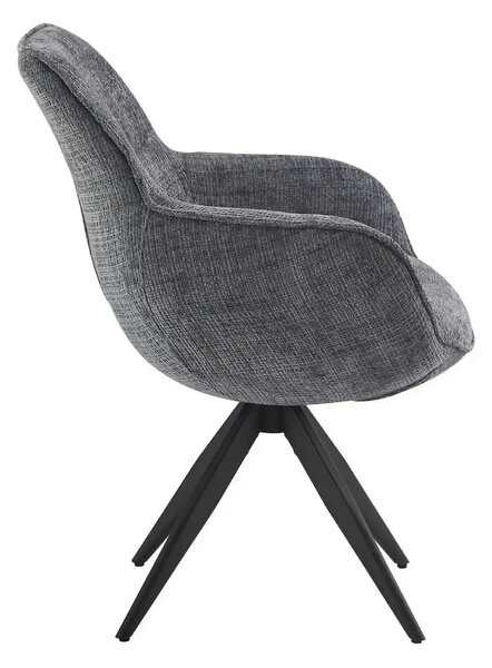 Scaun rotativ TURIN, gri inchis/negru, stofa clasica/metal, 65x62x86 c