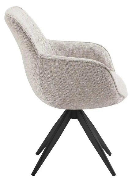 Scaun rotativ TURIN, bej/negru, stofa clasica/metal, 65x62x86 cm