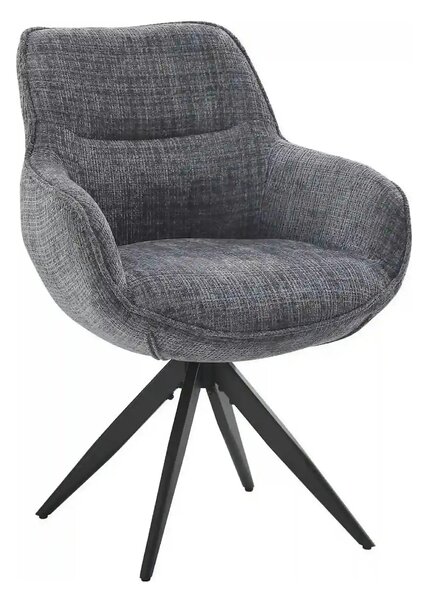 Scaun rotativ TURIN, gri inchis/negru, stofa clasica/metal, 65x62x86 c
