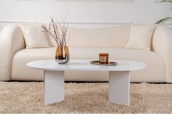 Masuta cafea SABLE, alb, PAL, 119x60x40 cm
