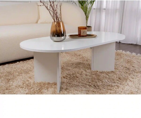 Masuta cafea SABLE, alb, PAL, 119x60x40 cm