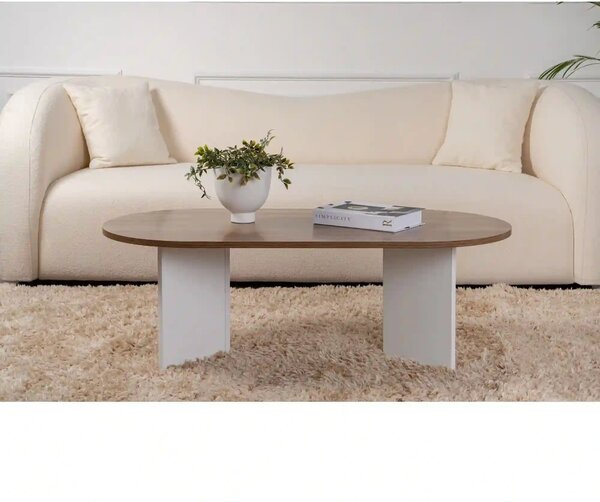 Masuta cafea SABLE, nuc/alb, PAL, 119x60x40 cm