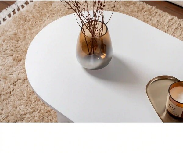 Masuta cafea SABLE, alb, PAL, 119x60x40 cm