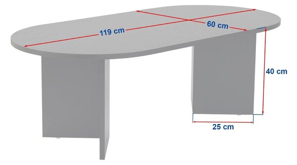 Masuta cafea SABLE, nuc/alb, PAL, 119x60x40 cm