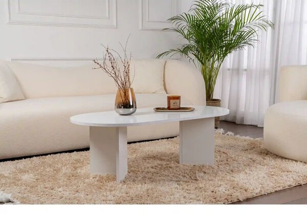 Masuta cafea SABLE, alb, PAL, 119x60x40 cm