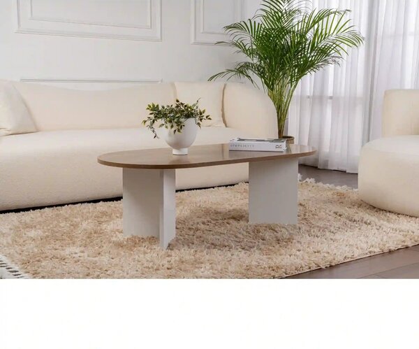 Masuta cafea SABLE, nuc/alb, PAL, 119x60x40 cm