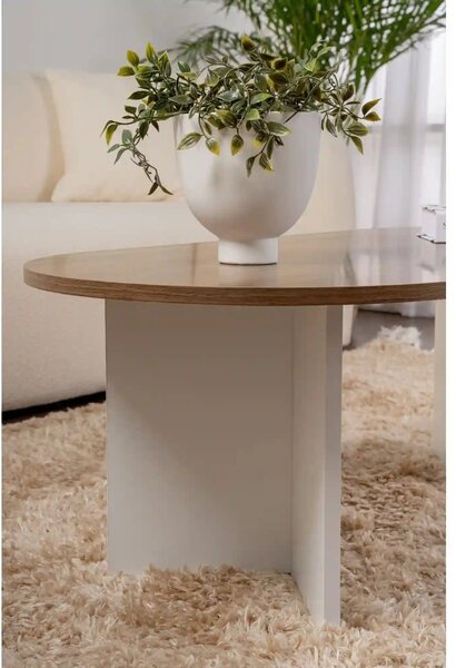 Masuta cafea SABLE, nuc/alb, PAL, 119x60x40 cm