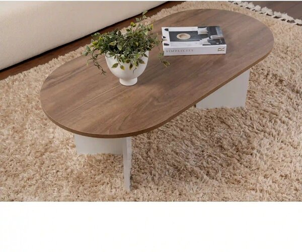Masuta cafea SABLE, nuc/alb, PAL, 119x60x40 cm