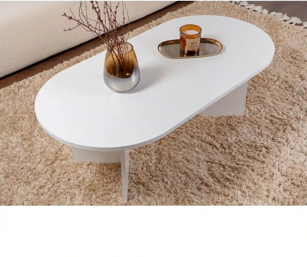 Masuta cafea SABLE, alb, PAL, 119x60x40 cm