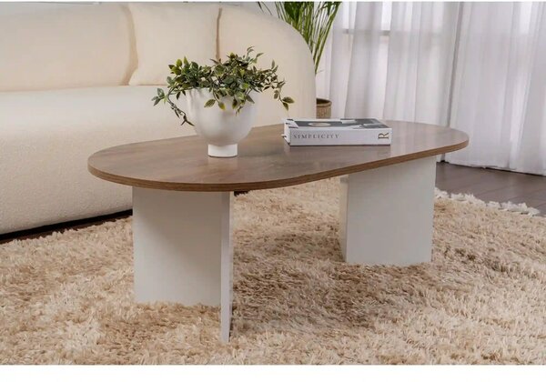 Masuta cafea SABLE, nuc/alb, PAL, 119x60x40 cm