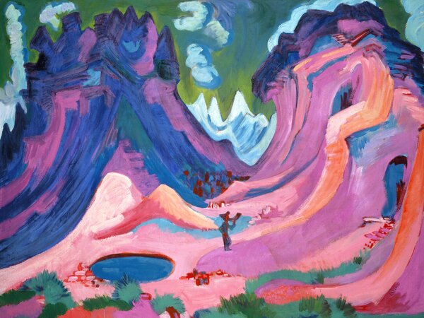 Artă imprimată The Amselfluh (Pink & Purple Landscape) - Ernst Ludwig Kirchner, (40 x 30 cm)