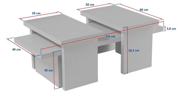 Masuta cafea SANCTUARY, gri, PAL, 110x45x30 cm