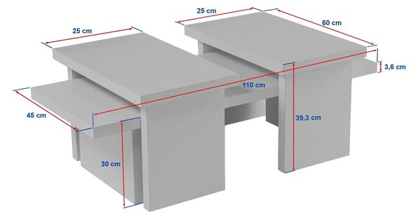 Masuta cafea SANCTUARY, pin, PAL, 110x45x30 cm