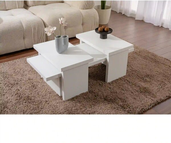 Masuta cafea SANCTUARY, alb, PAL, 110x45x30 cm