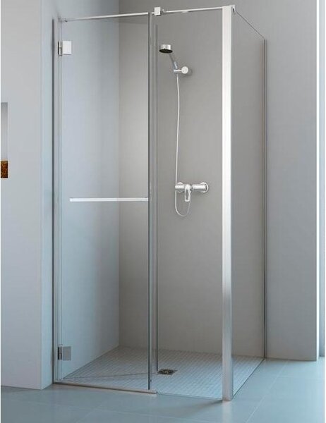 Cabina dus patrata cu usa batanta si perete fix Radaway Carena KDJ 90x90 cm sticla maro, varianta stanga