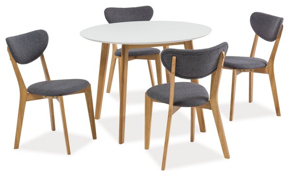 Masa living rotunda alba Mosso II, structura din lemn, 100X100X75