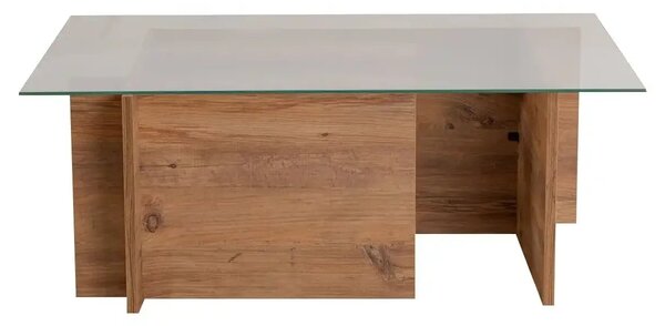 Masuta cafea VETRINO, pin/transparent, sticla/PAL, 105x65x40 cm