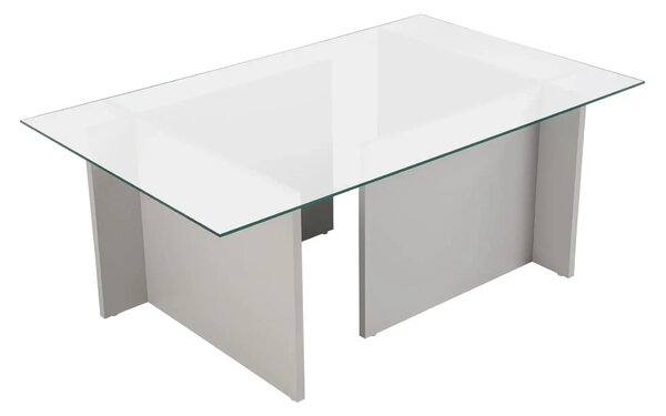 Masuta cafea VETRINO, gri/transparent, sticla/PAL, 105x65x40 cm