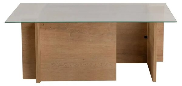 Masuta cafea VETRINO, stejar miere/transparent, sticla/PAL, 105x65x40