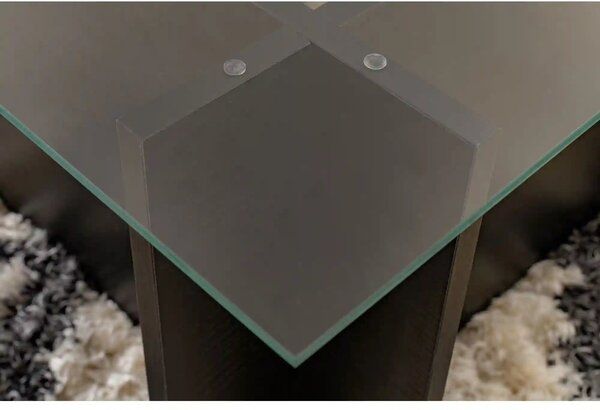 Masuta cafea VETRINO, negru/transparent, PAL/sticla, 105x65x40 cm