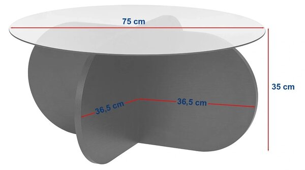Masuta cafea AERIS, nuc, PAL/sticla, 75x75x35 cm
