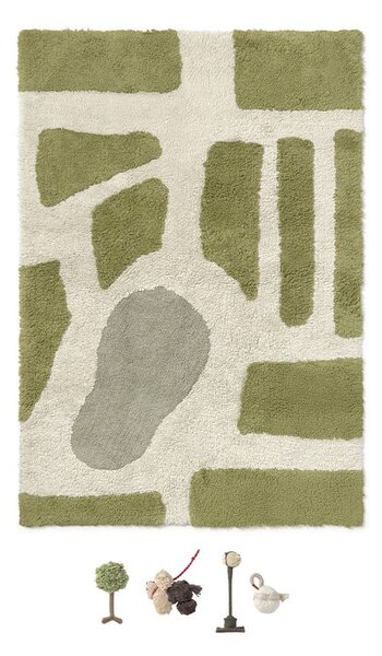 Covor de joacă pentru copii verde-crem din bumbac 90x130 cm Hyde Park – Lorena Canals