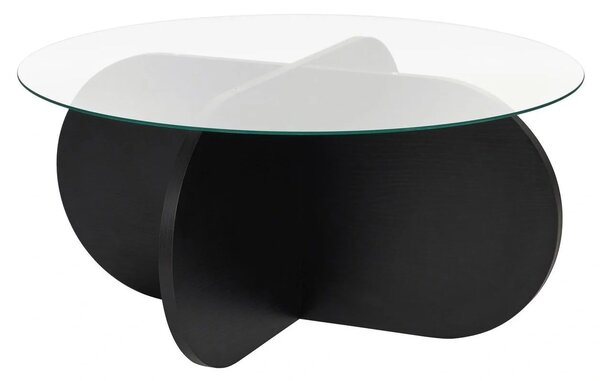 Masuta cafea AERIS, negru, PAL/sticla, 75x75x35 cm