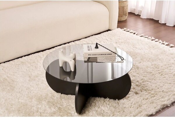 Masuta cafea AERIS, negru, PAL/sticla, 75x75x35 cm