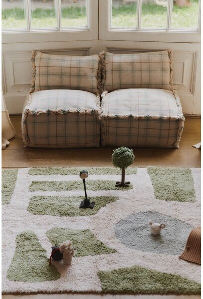 Covor de joacă pentru copii verde-crem din bumbac 90x130 cm Hyde Park – Lorena Canals