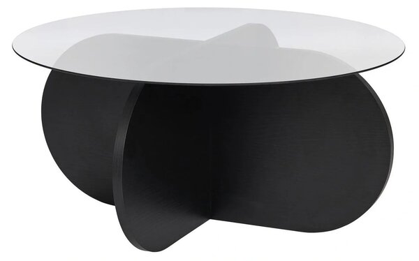 Masuta cafea AERIS, negru/fumuriu, PAL/sticla, 75x75x35 cm