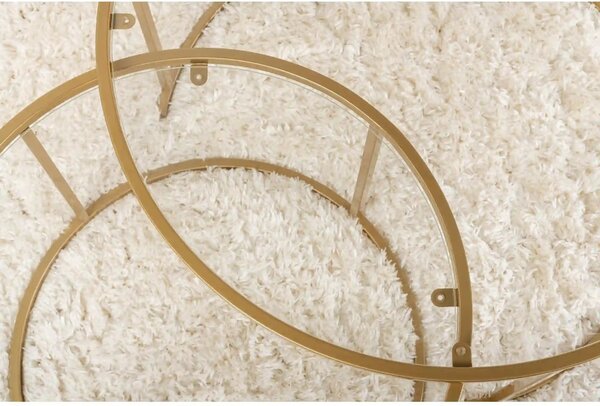 Set 2 masute cafea AURUM, transparent/auriu, sticla/metal