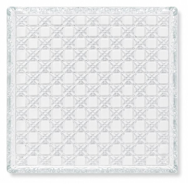 Tava decorativa eleganta din sticla Pufo Candy pentru servire aperitive, prajituri, fructe si decor, 25 x 21 cm