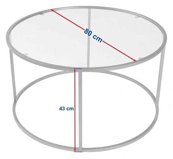 Masuta cafea AURUM, negru, sticla/metal, 80x80x43 cm