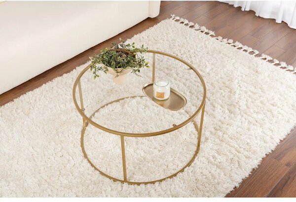 Masuta cafea AURUM, auriu, sticla/metal, 80x80x43 cm