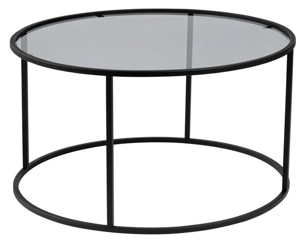Masuta cafea AURUM, negru, sticla/metal, 80x80x43 cm