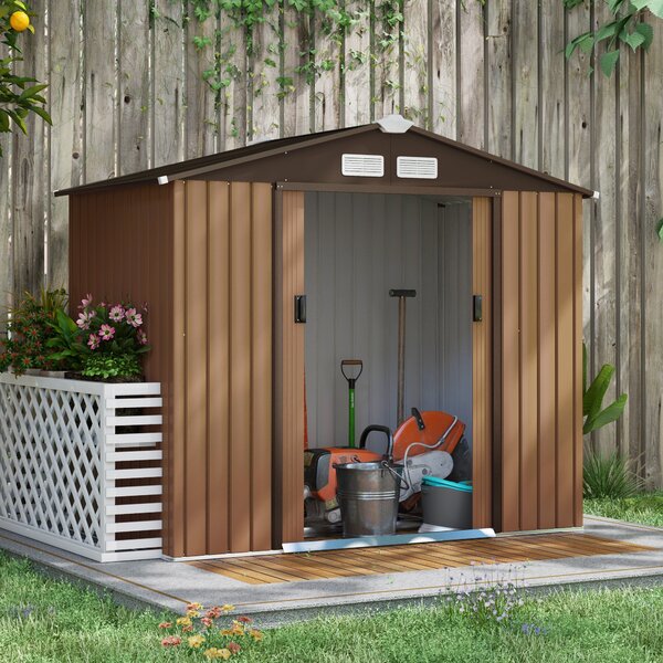 Casuta pentru Gradina, sopron pentru Unelte, magazie din Lamiera de Otel, pentru depozitare si organizare 213x127x185cm Outsunny | Aosom RO