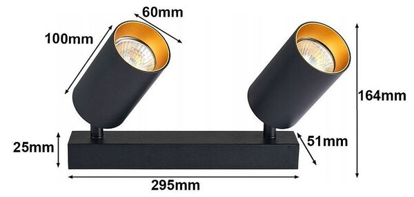 Aplica dubla pentru interior, Eris Gold, stil modern, abajur reglabil, IP20