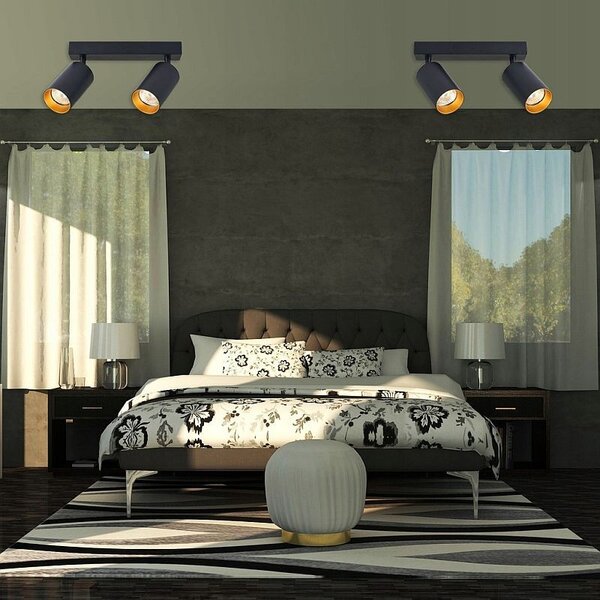 Aplica dubla pentru interior, Eris Gold, stil modern, abajur reglabil, IP20