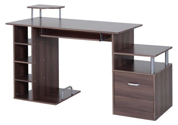 HOMCOM Birou din Lemn cu Design Simplu și Elegant pentru Calculator, Dimensiuni 152x60x80cm, Culoare Maro | Aosom Romania