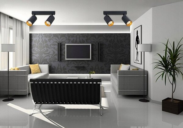 Aplica dubla pentru interior, Eris Gold, stil modern, abajur reglabil, IP20