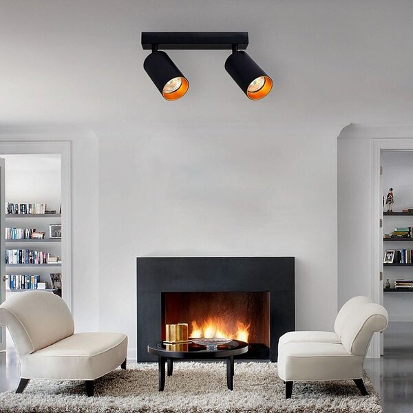 Aplica dubla pentru interior, Eris Gold, stil modern, abajur reglabil, IP20