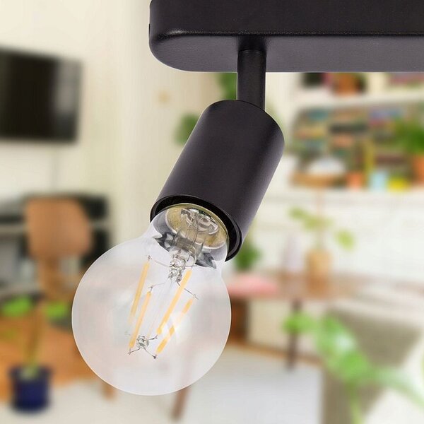 Aplica dubla pentru interior, unghi rotatie, 2 LED-uri E27, 35W, IP20, negru