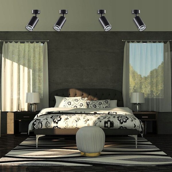 Aplica reglabila pentru interior, LED GU10 35W, IP20, negru, RING