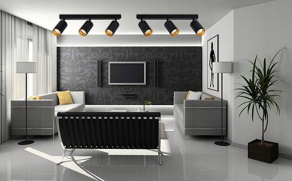 Aplica LED, 3 becuri GU10, IP20, abajururi rabatabile 90 grade, rotatie 350 grade, Eris Gold