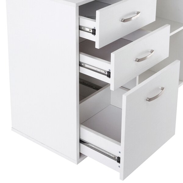 HOMCOM birou de colt, reversibil, 117x83.5x76 cm, alb | Aosom Romania